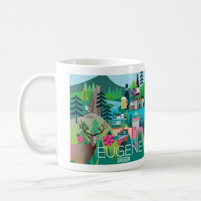 Caneca De Café Eugene, Oregon 11oz ou 15oz Mug (Esquerda)