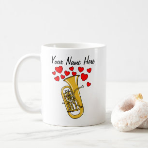 Caneca De Café Euphonium Hearts Brass Musical Personalizado