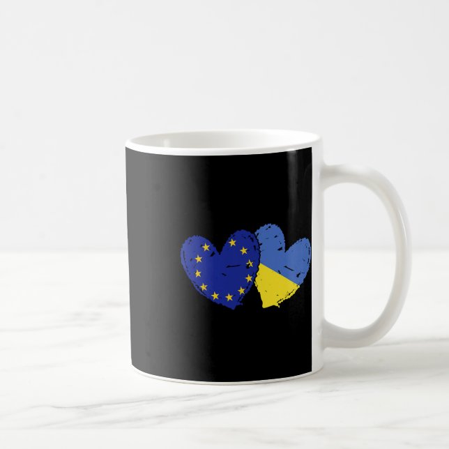 Caneca De Café European Union Ukraine Heart Flags Eu Ukrainian Du (Direita)