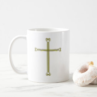 Caneca De Café Evangelho de João 3:16 Grande Cruz Dourada Simples