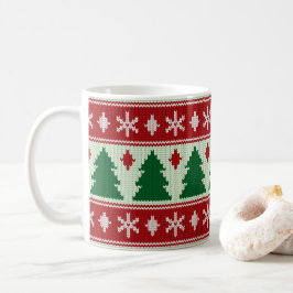 Caneca De Café Evergreens & Snowflakes Tricô