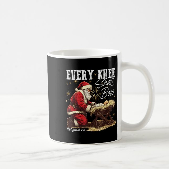 Caneca De Café Every Knee Shall Bow Santa Christmas Nativity Scen (Direita)