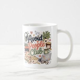 Caneca De Café Evite Pessoas Clube Vibrações de Introvertido Acon