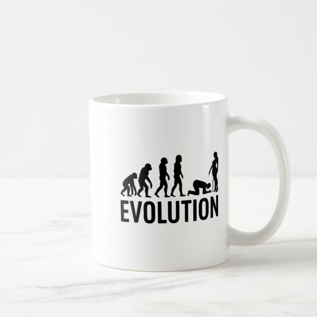 Caneca De Café Evolução Do Homem - Homem Engraçado A Conhecer-Se  (Direita)