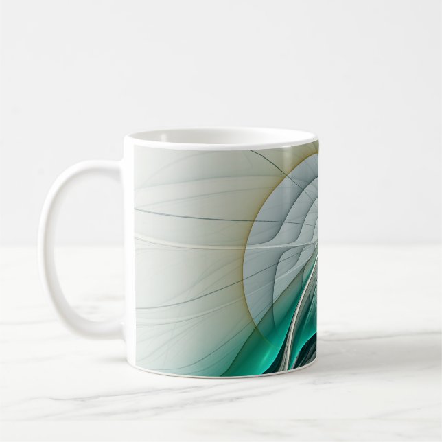 Caneca De Café Evolução Fractal, Turquesa Ouro (Esquerda)
