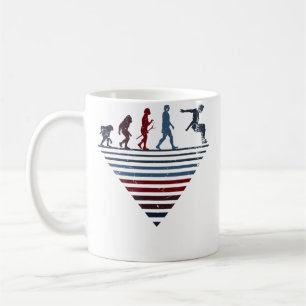 Caneca De Café Evolução Humana - Jogador Parkour Vintage