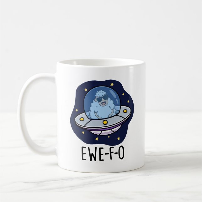 Caneca De Café Ewe-F-O Funny UFO Pun (Esquerda)