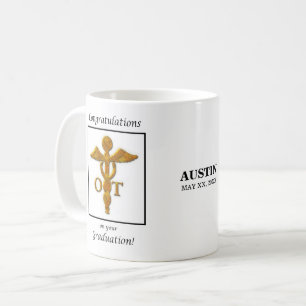 Caneca De Café Exame Dourado Antiquado de Graduação da Terapia 