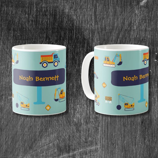 Caneca De Café Excavator Name Mug for Toddler Boys (Excavator Name Mug for Toddler Boys
)