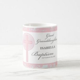 Caneca De Café Excelente Batismo Avô Lace Rosa Personalizado