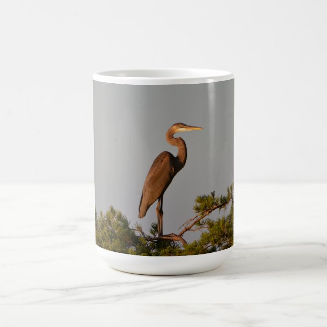 Caneca De Café Excelente Blue Heron Bird Natureza Fotografia (Centro)