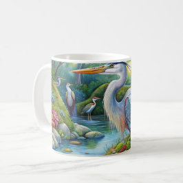 Caneca De Café Excelente de aquarela azul Heron Bird Mug
