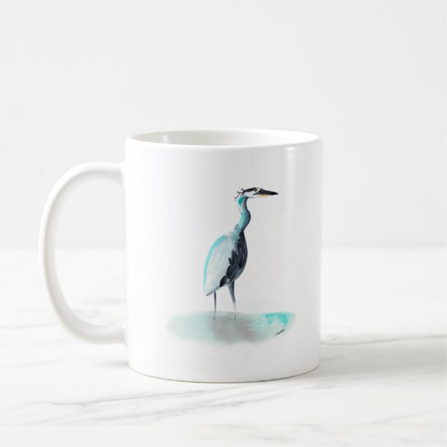 Caneca De Café Excelente de Aquarela Blue Heron Mug (Esquerda)