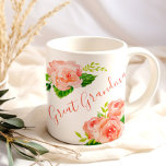 Caneca De Café Excelente Vovó Watercolor Coral Floral Rosa Rosa R<br><div class="desc">Bonito caneca de café, elegantemente impressa com "avó excelente" (ou a sua escolha de redação). Este design floral de aquarela tem rosas e rosebudas em tons de coral rosa e verde. O modelo está pronto para você editar a vovó do Excelente para seu nome ou um parente diferente, se desejar....</div>