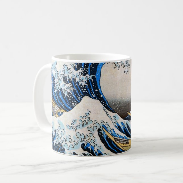 Caneca De Café Excelente Wave, Hokusai, Ukiyo-e (Frente Esquerda)