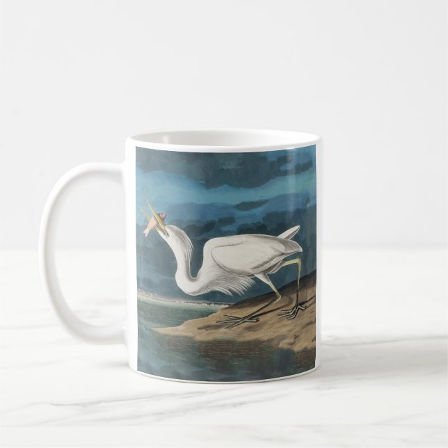 Caneca De Café Excelente White Heron Audubon Bird Willife Paintin (Esquerda)