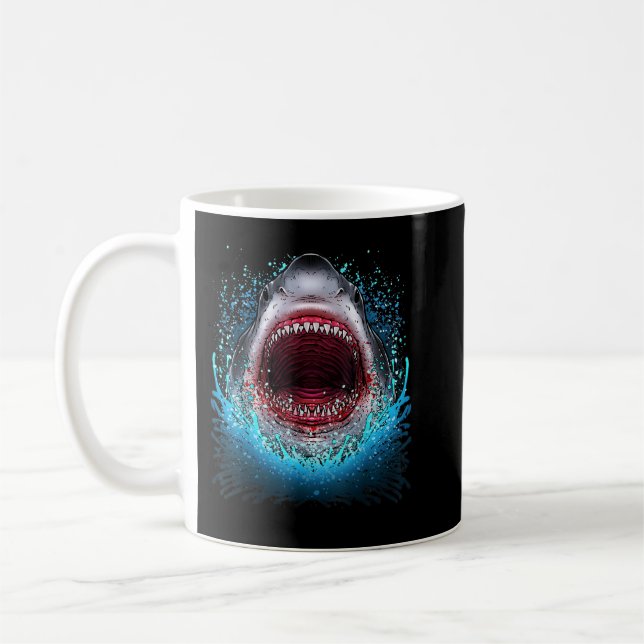 Caneca De Café Excelente White Shark Open Mouth Teeth Beach Ocean (Esquerda)