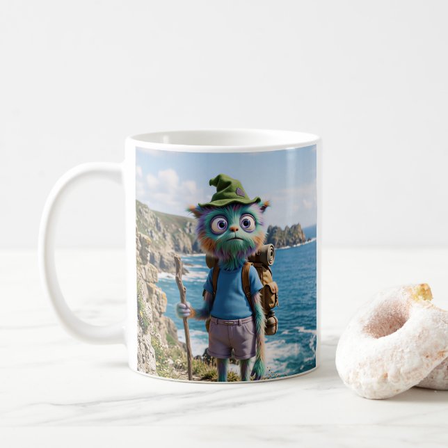 Caneca De Café Excêntrico Fofinho Hiker Peludo (Com Donut)