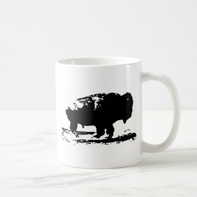 Caneca De Café Executando Buffalo Bison Pop Art (Direita)