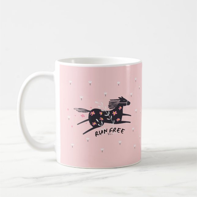 Caneca De Café Executar Cristão Inspirador de Cavalo Rosa Branco  (Esquerda)