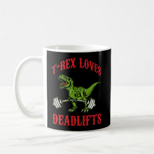 Caneca De Café Exercício - T-Rex ama Deadlifts - Bodybuilding