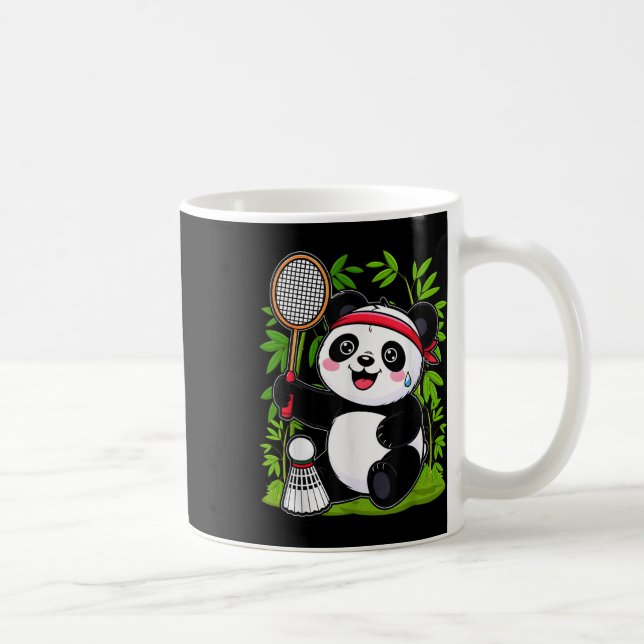 Caneca De Café Exhausted Badminton Panda - Funny Cute Shuttle Ani (Direita)
