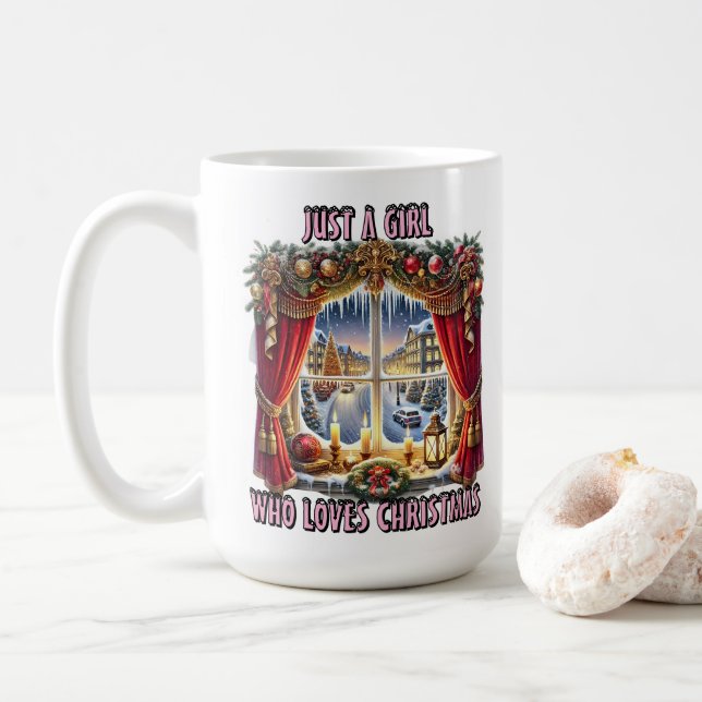 Caneca De Café Exibição da Janela de Natal (Com Donut)
