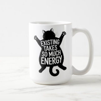 Caneca De Café Existing Takes So Much Energy Fat Cat Humor