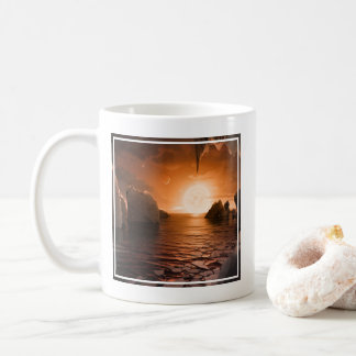 Caneca De Café Exoplanetário Trapist-1f Do Lado Noturno Icy.