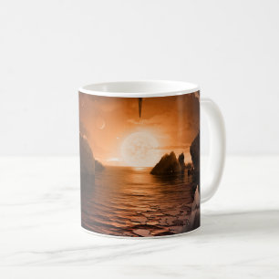 Caneca De Café Exoplanetário Trapist-1f Do Lado Noturno Icy.