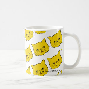 Caneca de café exótica moderna amarela do gato d