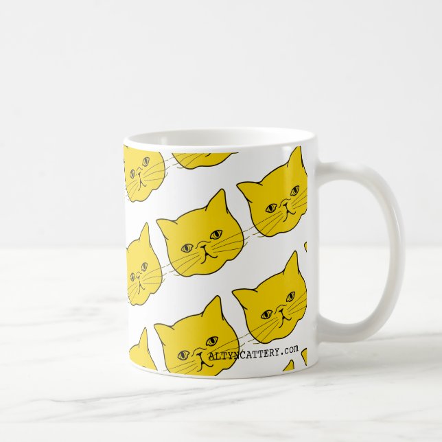 Caneca de café exótica moderna amarela do gato de (Direita)