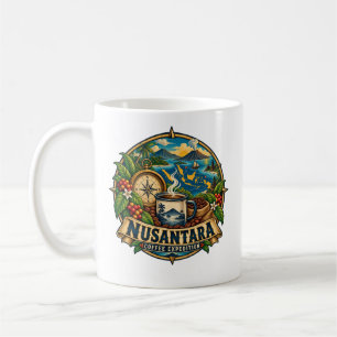Caneca De Café Expedição de Café Nusantara Arte Indonésia Vintage