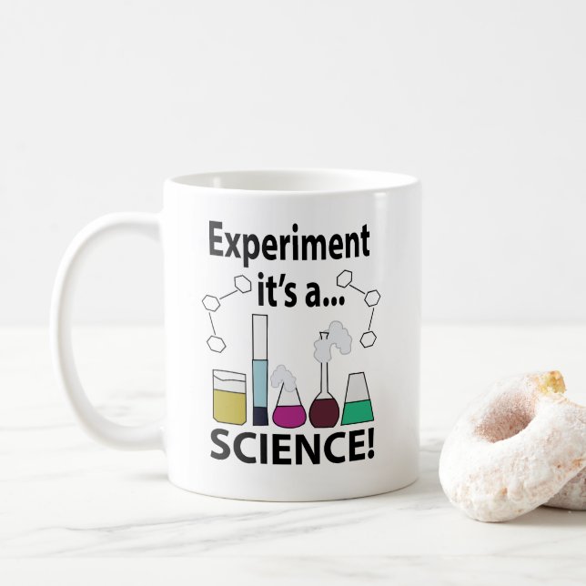 Caneca De Café Experiência Científica É uma Ciência  (Com Donut)