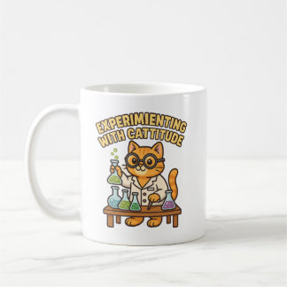Caneca De Café Experimentação com Cattitude - Camisa-T de Gato de