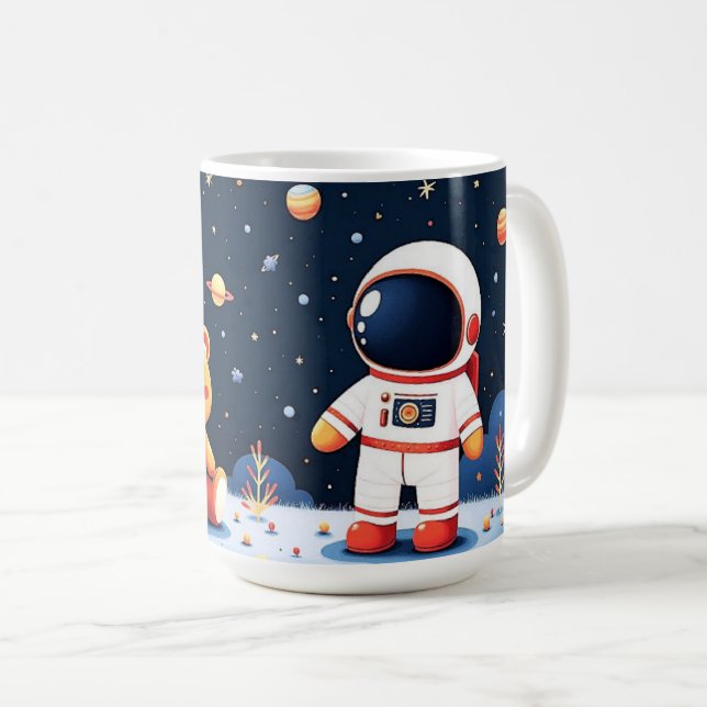 Caneca De Café Explorador Cósmico Kid Astronauta (Frente Esquerda)