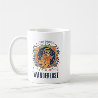 Caneca De Café Explorador Espacial Astronauta Gato Cósmico Viagem