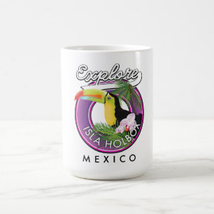 Caneca De Café explorar praia da Isla Holbox México adesivo de vi