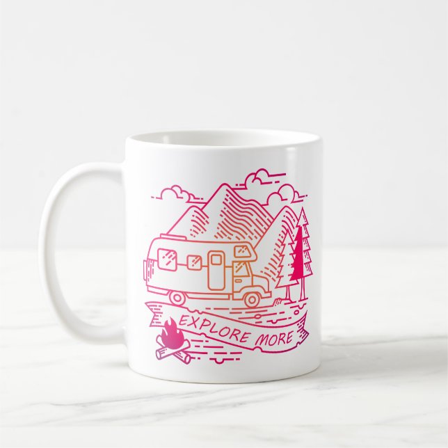 Caneca De Café Explore Mais Camper Rosa Van Mountain Lover (Esquerda)