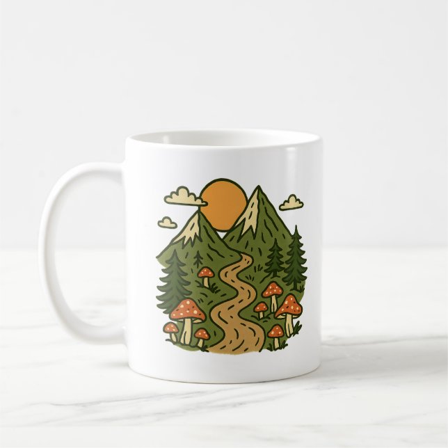 Caneca De Café Explore More Mountains | Mushroom Hiking Adventure (Esquerda)