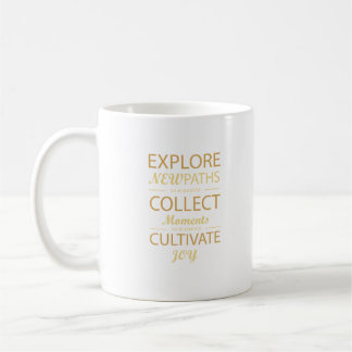Caneca De Café Explore Novos Caminhos Citação Estética de Tipogra