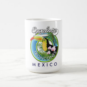 Caneca De Café Explore Troncones México logotipo retro