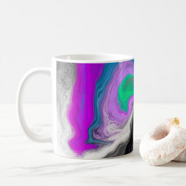 Caneca De Café Explosão Colorida de Arte Marble (Com Donut)