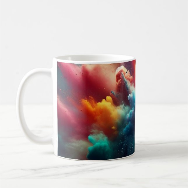 Caneca De Café Explosão Colorida de Fumaça Arco-Íris (Esquerda)