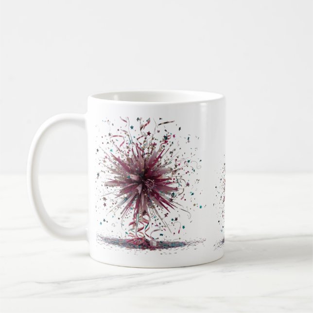 Caneca De Café Explosão de Cristal Glamouroso Moderno Preto Cláss (Esquerda)