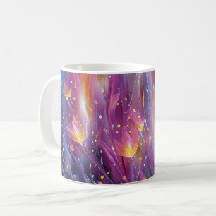 Caneca De Café Explosão floral luminosa abstrata