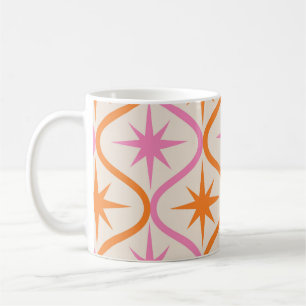 Caneca De Café Explosões Estelares Laranja Rosa de Meados do Sécu