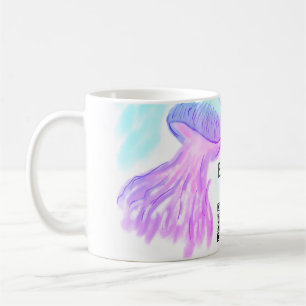 Caneca De Café Exposição de água-viva pastel com cor púrpura azul