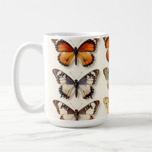 Caneca De Café Exposição em Grade de Coleção de Borboletas Vintag