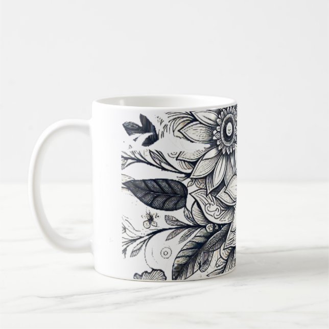 Caneca De Café expressão artística impressionista das flores do s (Esquerda)